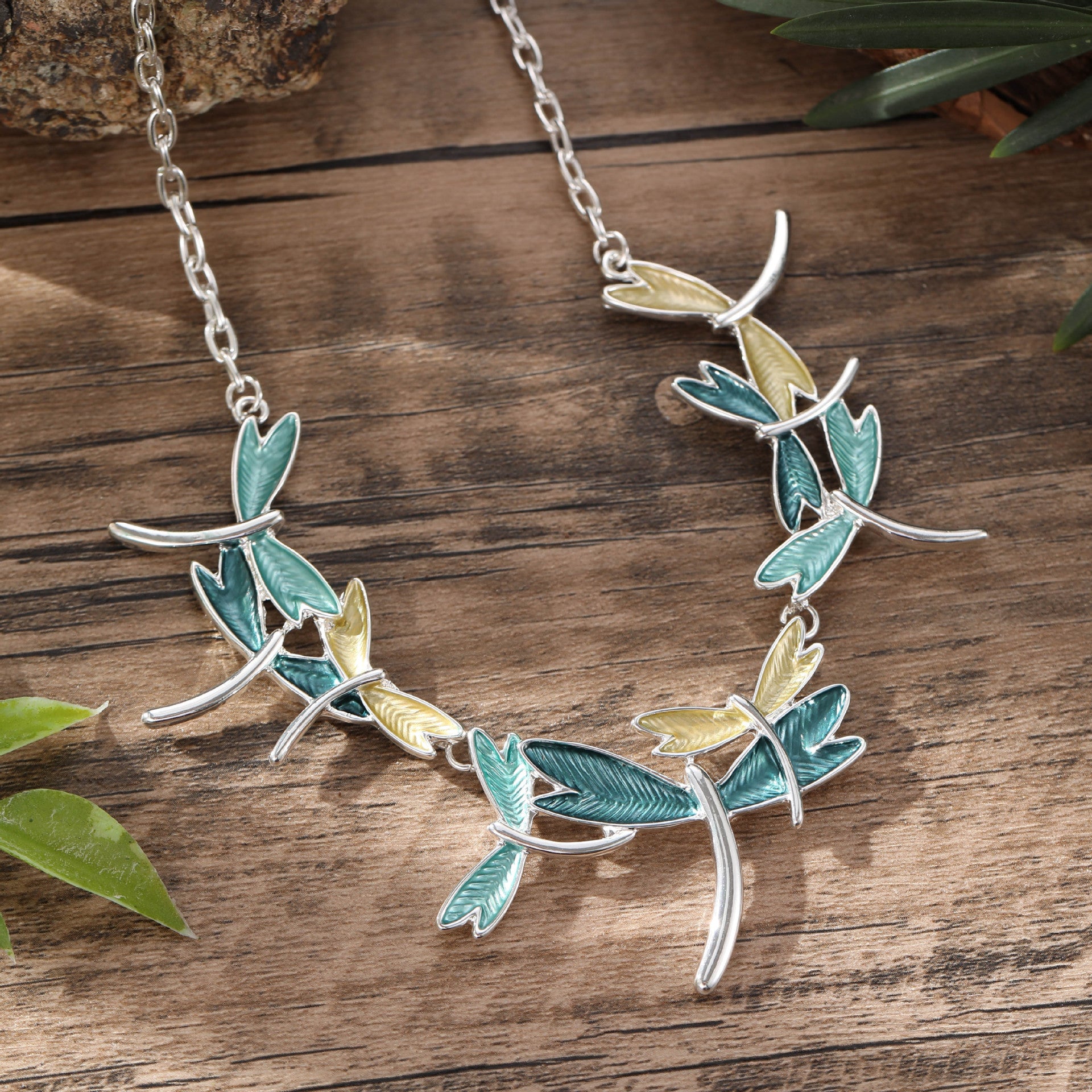 Wholesale New Colorful Painting Oil Dragonfly Flying Necklace